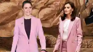 Kronprinzessin Victoria und Königin Letizia im rosafarbenen Anzug