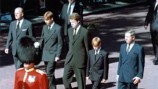 Prinz Philip, Prinz William, Charles Spencer, Prinz Harry und Prinz Charles
