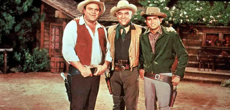 Dan Blocker, Lorne Greene und Michael Landon bonanza