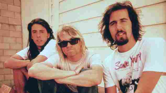 David Grohl, Kurt Cobain und Kris Novoselik Nirvana, 15. April 1987