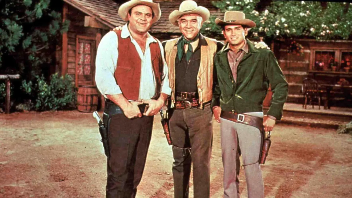 Dan Blocker, Lorne Greene und Michael Landon bonanza