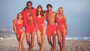 „Baywatch“: Kelly Packard, David Hasselhoff, Alexandra Paul, Jeremy Jackson, Pamela Anderson