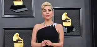 Lady Gaga arrives for the 64th annual Grammy Awards at the MGM Grand Garden Arena in Las Vegas, Nevada on Sunday, April