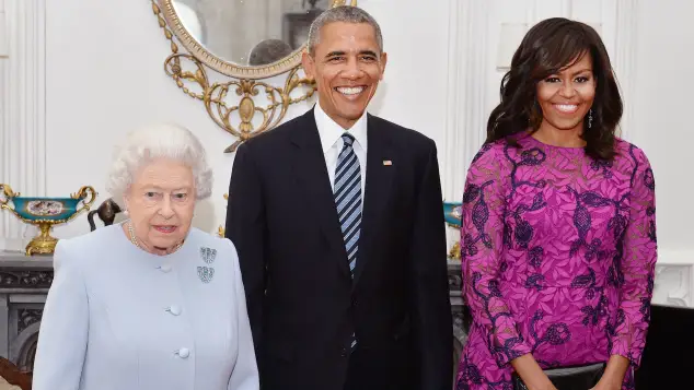 Königin Elisabeth II., Barack Obama und Michelle Obama