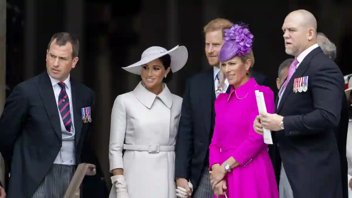 Herzogin Meghan, Prinz Harry, Zara Tindall und Mike Tindall Jubiläum Queen