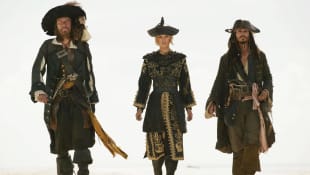 Geoffrey Rush, Keira Knightley und Johnny Depp in „Fluch der Karibik“