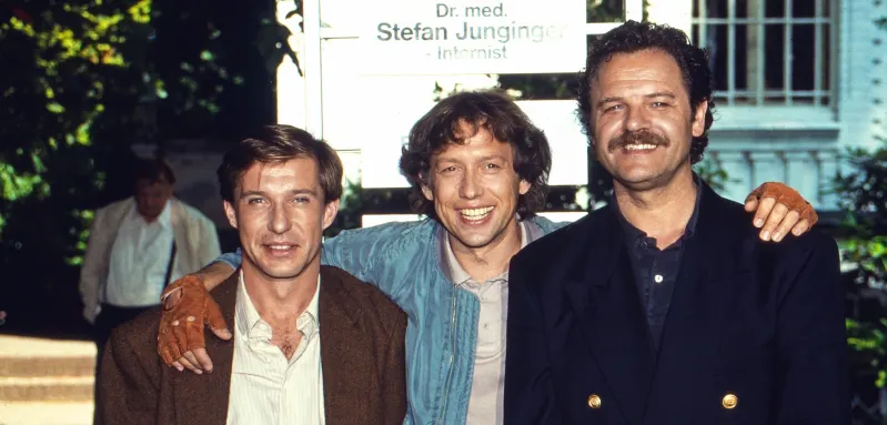 Michael Lesch, Stephan Schwartz und Gunter Berger in der ZDF Serie „Freunde fürs Leben“, Deutschland 1999