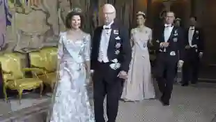 Königin Silvia, König Carl Gustaf, Prinzessin Victoria, Prinz Daniel schwedisches Königshaus Royals Schwedendinner