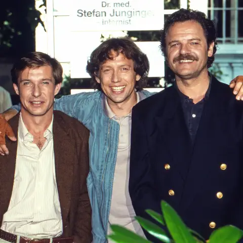 Michael Lesch, Stephan Schwartz und Gunter Berger in der ZDF Serie „Freunde fürs Leben“, Deutschland 1999
