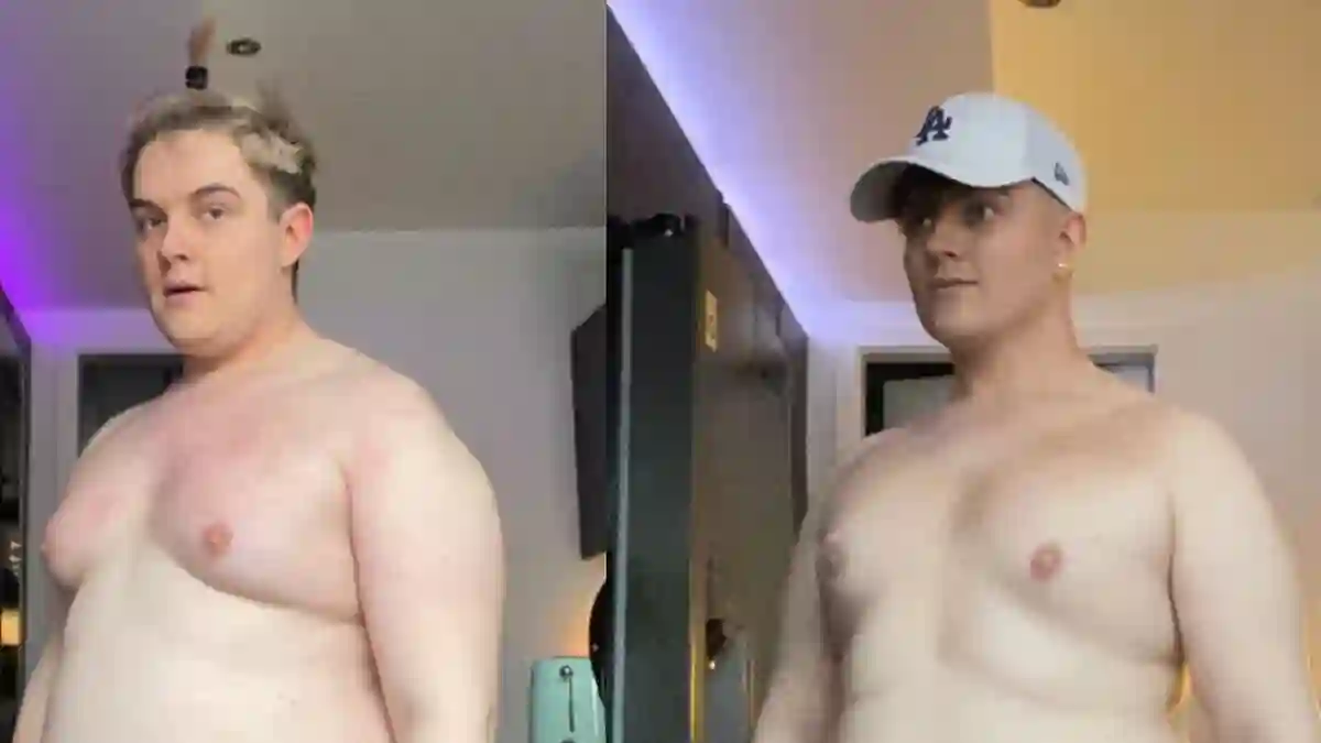 Twenty4Tim zeigt seine Body-Transformation in einem Vorher-/Nachher-Vergleich bei Instagram im Januar 2023