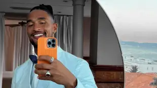 David Jackson snaps an Instagram selfie of himself in a suit in Marbella in June 2022