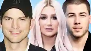 Ashton Kutcher, Kesha, Nick Jonas stehen zum Körper