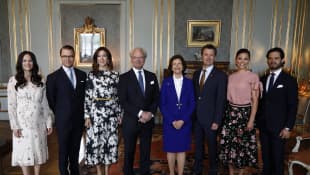Prinzessin Sofia, Prinz Daniel, Prinzessin Mary, König Carl Gustaf, Königin Silvia, Prinz Frederik, Prinzessin Victoria und Prinz Carl Philip