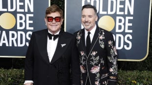 Elton John and David Furnish at the 2020 Golden Globe Awards