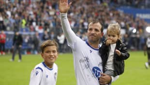 Rafael van der Vaart mit seinem Sohn Damian und seiner Tochter