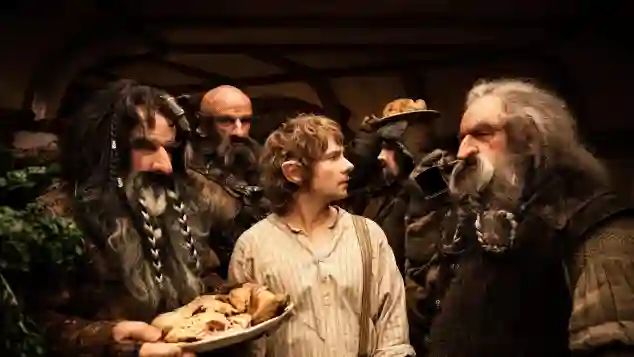 „Bifur“, „Dwalin“, „Bilbo“, „Bofur“ und „Oin“ in „Der Hobbit“