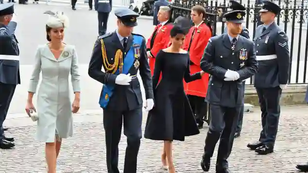 Herzogin Kate, Prinz William, Herzogin Meghan und Prinz Harry bei der Jubiläumsfeier der Royal Air Force im Juli 2018