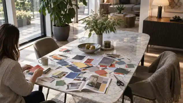 Frau am Tisch mit Coupons (Symbolbild)