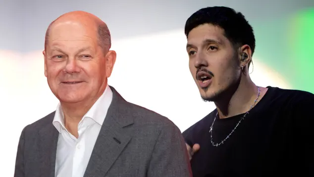 Olaf Scholz und Rapper RIN