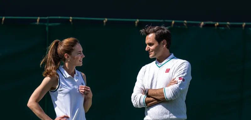 The Princess Of Wales And Roger Federer Celebrate Wimbledon's Ball Girls and Boys