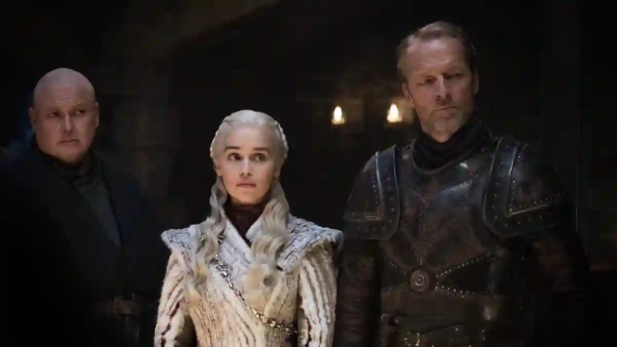 Conleth Hill, Emilia Clarke und Iain Glen in der achten Staffel „Game of Thrones“
