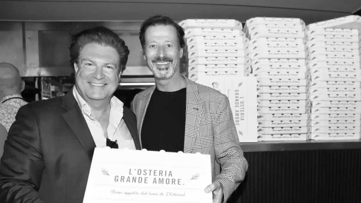 L'Osteria Gründer Klaus Rader (rechts) mit Schauspieler Francis Fulton Smith