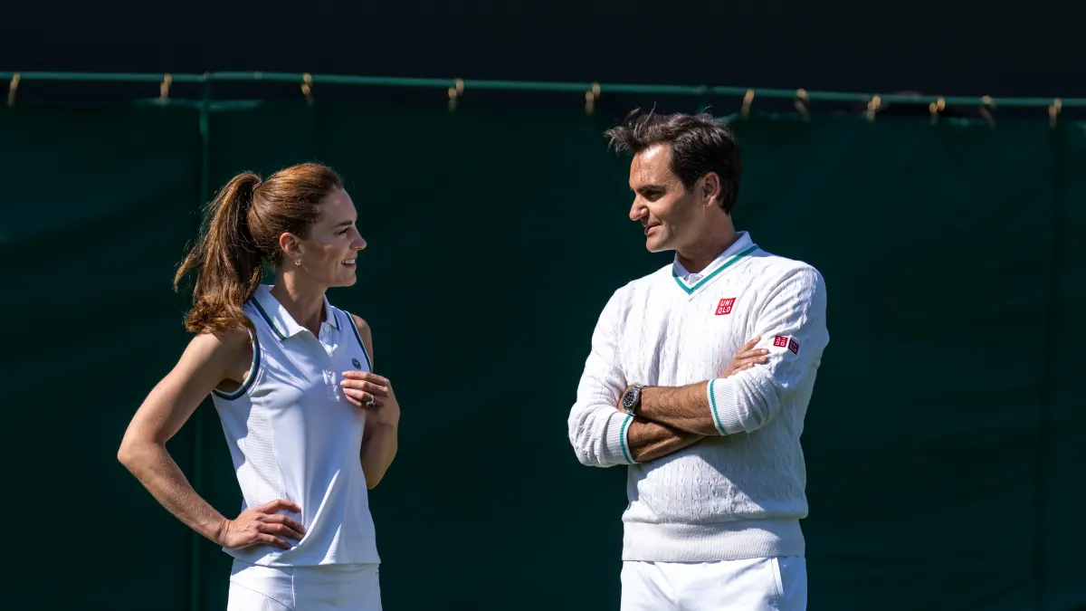 The Princess Of Wales And Roger Federer Celebrate Wimbledon's Ball Girls and Boys