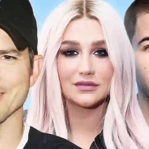 Ashton Kutcher, Kesha, Nick Jonas stehen zum Körper