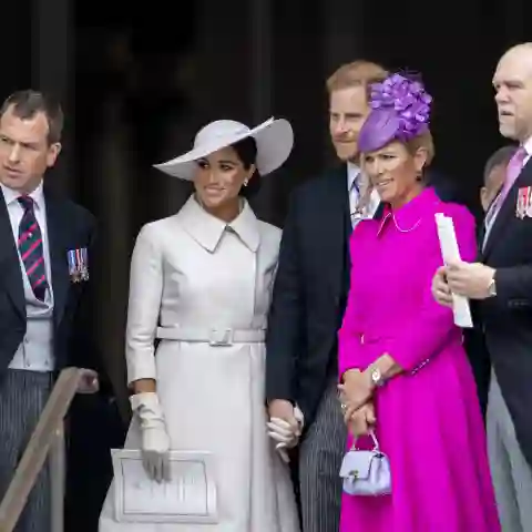Herzogin Meghan, Prinz Harry, Zara Tindall und Mike Tindall Jubiläum Queen
