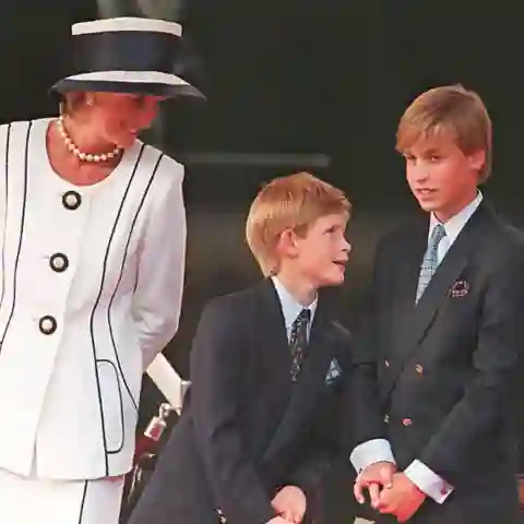 Lady Diana, Prinz Harry und Prinz William 1996