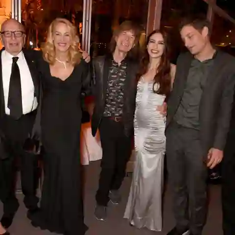 Georgia May Jagger, Rupert Murdoch, Jerry Hall, Mick Jagger,  Elizabeth Jagger und James Jagger