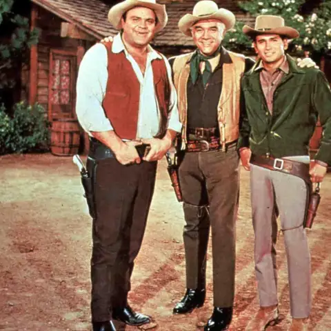 Dan Blocker, Lorne Greene und Michael Landon bonanza