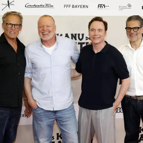Christian Tramitz, Stefan Raab, Michael Bully Herbig und Rick Kavanian bei der Premiere des Kinofilms „Das Kanu des Manitu“