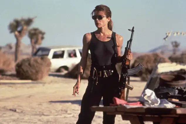Linda Hamilton als die taffe Action-Heldin „Sarah Connor“ in „Terminator II - Tag der Abrechnung“