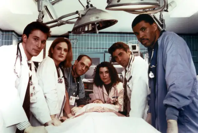 Emergency Room, Cast, 1994, George Clooney, Anthony Edwards, Noah Wyle, Sherry Stringfield, Eriq La Salle, Julianna Margulies