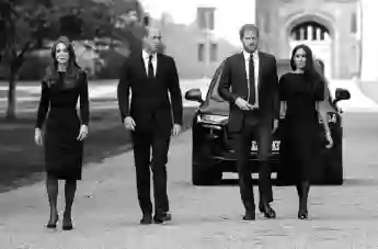 Prinzessin Kate, Prinz William, Prinz Harry und Herzogin Meghan beim Gottesdienst für die verstorbene Queen