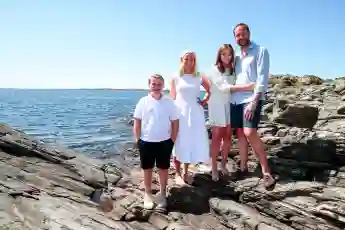 Prinz Sverre Magnus, Prinzessin Mette-Marit, Prinzessin Ingrid Alexandra und Prinz Haakon Urlaub