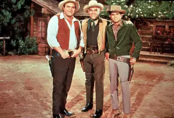 Dan Blocker, Lorne Greene und Michael Landon bonanza