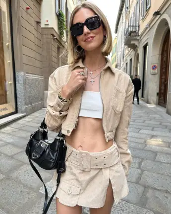 Chiara Ferragni im Cord-Look