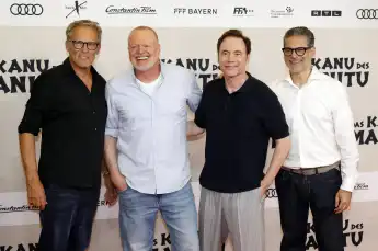 Christian Tramitz, Stefan Raab, Michael Bully Herbig und Rick Kavanian bei der Premiere des Kinofilms „Das Kanu des Manitu“