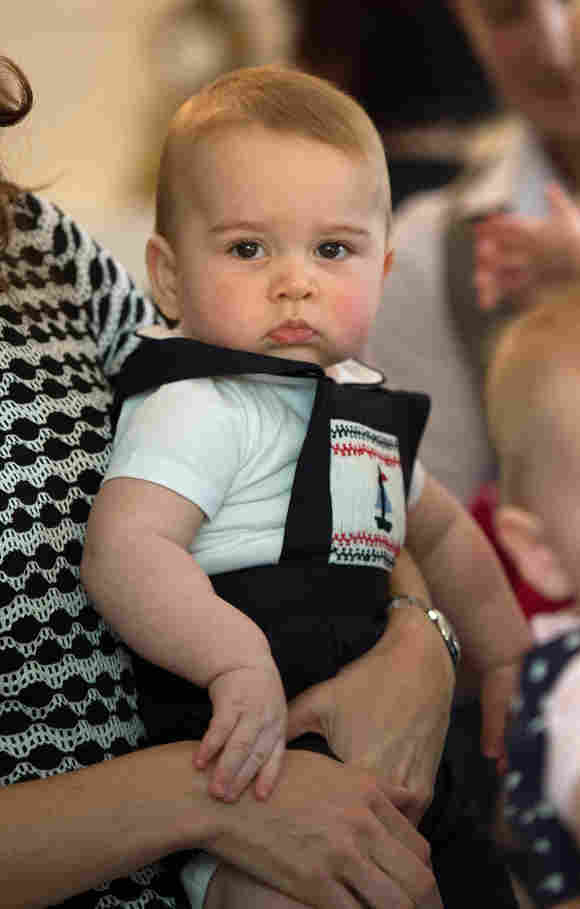 Prinz George während eines Besuchs einer Plunket-Krankenschwester und einer Elterngruppe im Government House in Wellington am 9. April 2014.