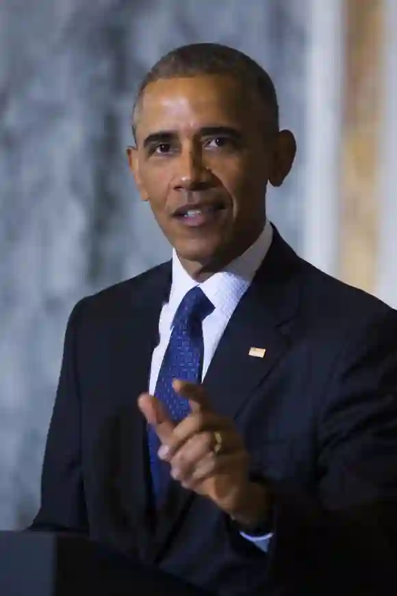 Barack Obama spricht nach einem Treffen mit seinem Nationalen Sicherheitsrat am 14. Juni 2016 in Washington, DC über die Schießerei in Orlando im Finanzministerium.