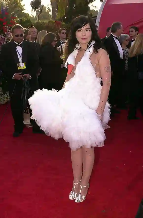 Mit diesem Outfit schockte die Schauspielerin im Jahr 2004 bei den Oscars Roter Teppich Award Preisverleihung schlimmste Outfits Schwan
