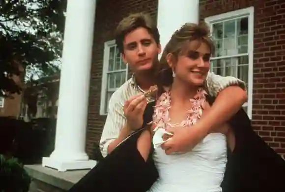 Emilio Estevez und Demi Moore am Set von „St. Elmo's Fire"