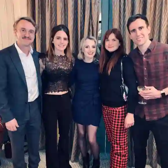 Tom Felton, Emma Watson,  Evanna Lynch, Bonnie Wright und Matthew Lewis feiern eine Harry Potter-Reunion