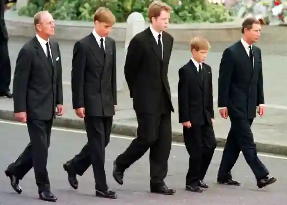 Prinz Philip, Prinz William, Charles Spencer, Prinz Harry und Prinz Charles