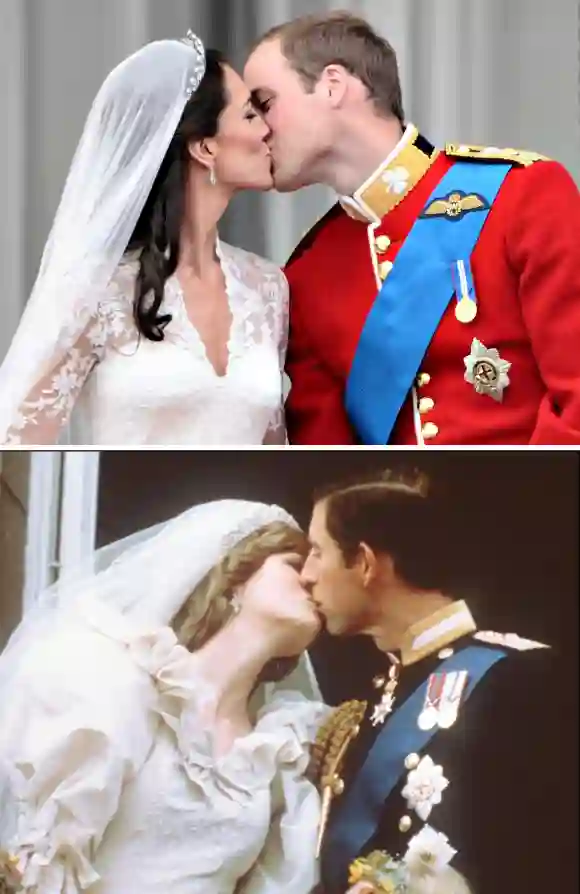 Lady Diana und Prinz Charles (1981) und Herzogin Kate und Prinz William (2012)