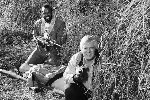 Mr. T alias „Bosco Albert Baracus ‚B.A.‘“ und George Peppard alias „Colonel John 'Hannibal' Smith“