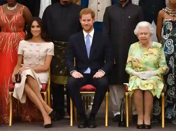 Herzogin Meghan, Prinz Harry und Königin Elisabeth II.