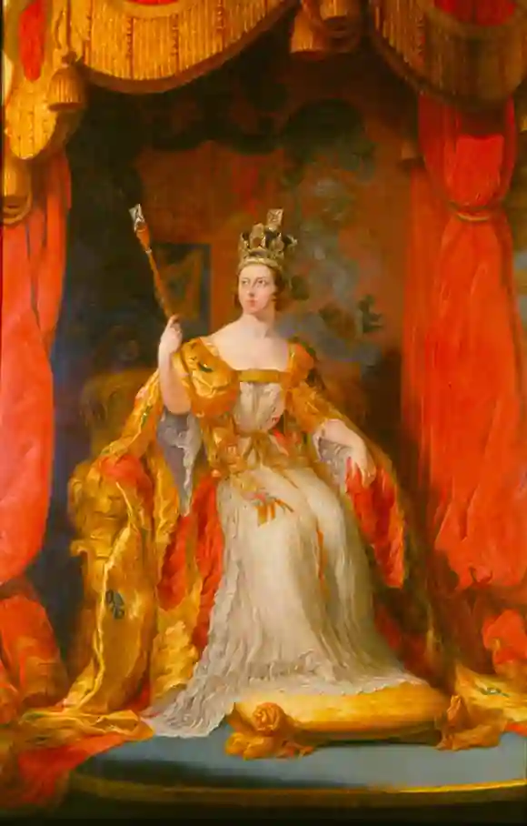 Königin Victoria bei ihrer Krönung in einem Gemälde von George Hayter aus dem Jahr 1838